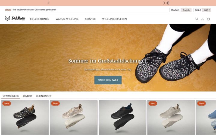 Screenshot of wildling.shoes