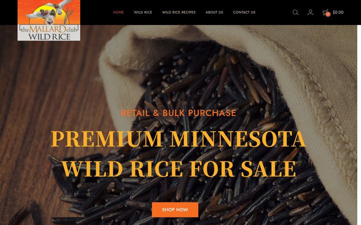 Skärmbild av wildricedirect.com