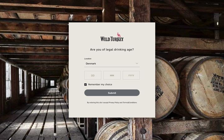 Skjermbilde av wildturkeybourbon.com