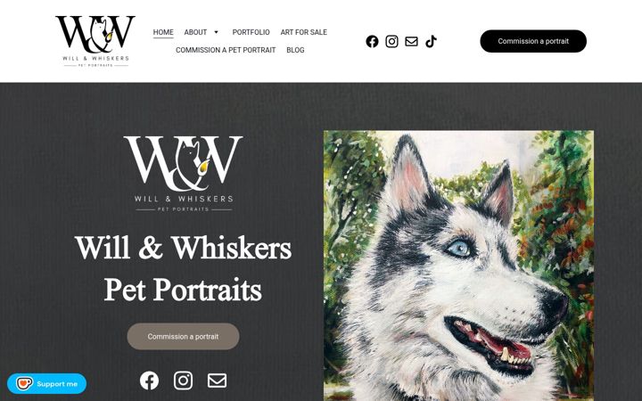 Captură de ecran a willandwhiskers.co.uk