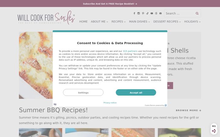 Screenshot of willcookforsmiles.com