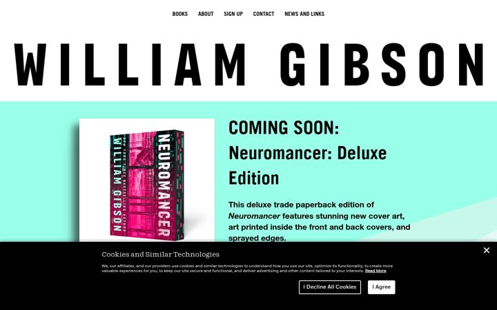 Screenshot of williamgibsonbooks.com