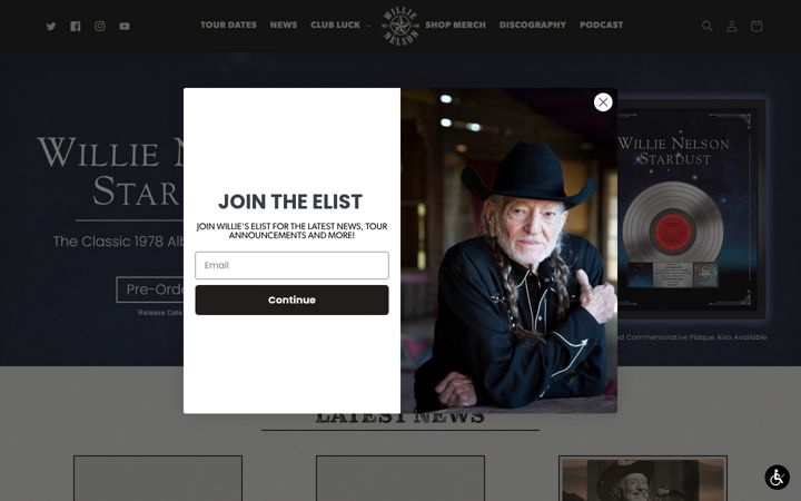 Screenshot of willienelson.com