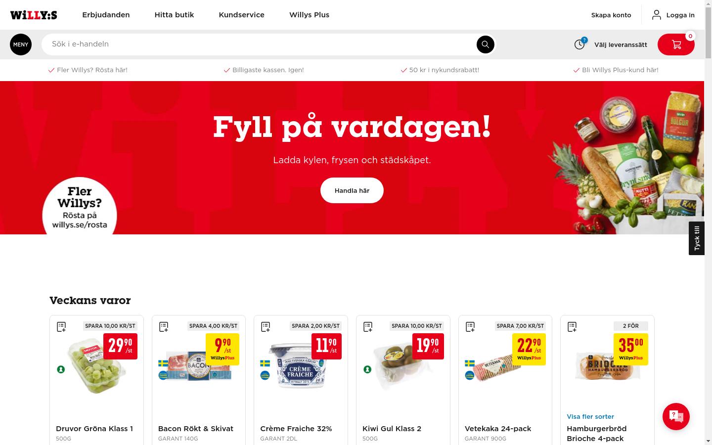 Screenshot of willys.se