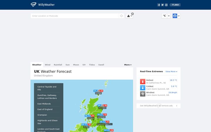 Screenshot ta' willyweather.co.uk