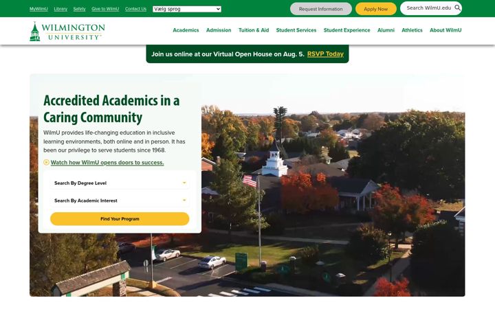 Screenshot of wilmu.edu
