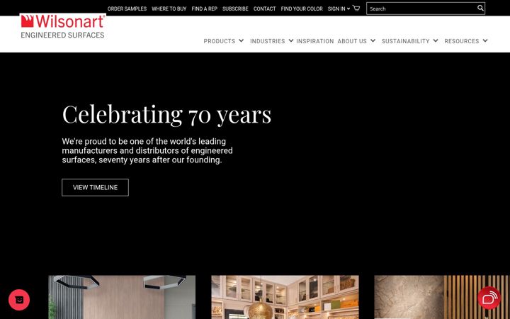 Screenshot of wilsonart.com