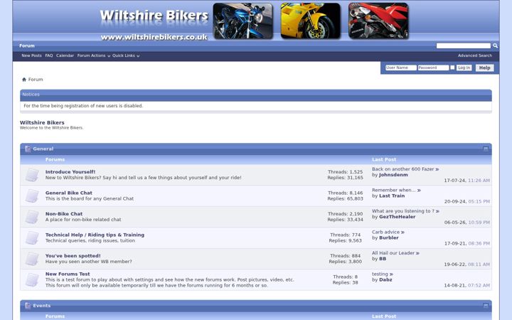 Ekraanipilt saidist wiltshirebikers.co.uk