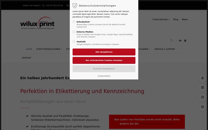 Screenshot von wilux.ch