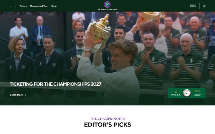 Screenshot of wimbledon.org