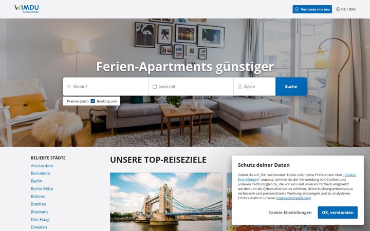Screenshot of wimdu.de