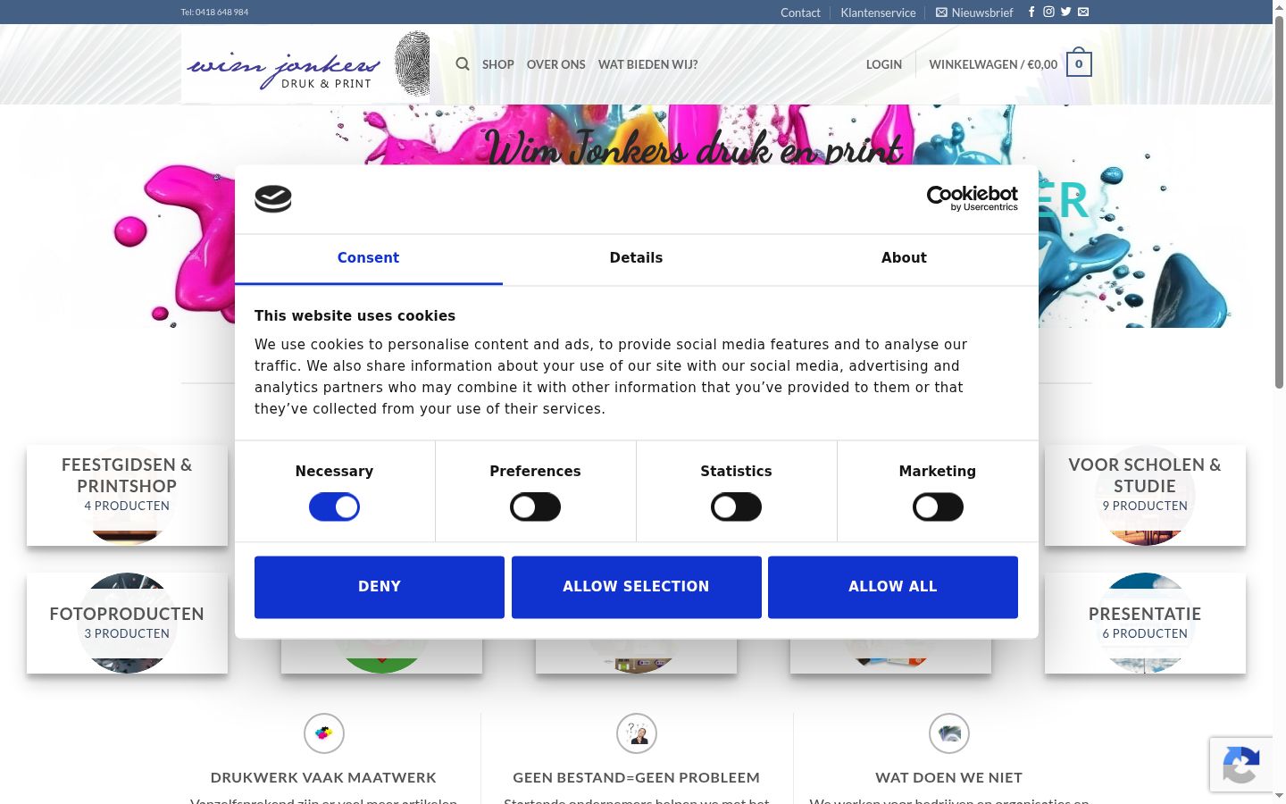 Capture d'écran de la bannière de consentement affichée avant toute interaction