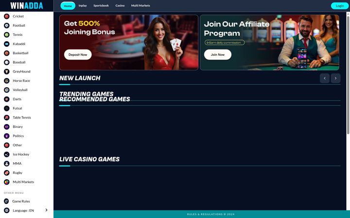 Screenshot of winadda.co.in