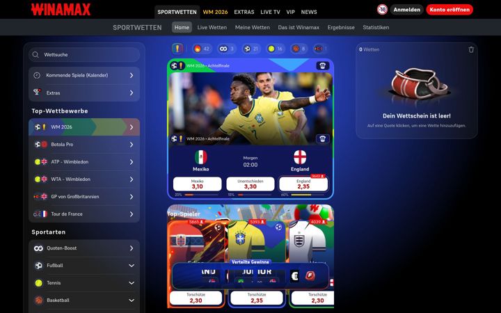Screenshot of winamax.de