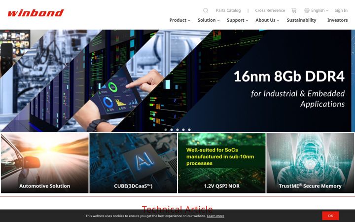 Screenshot of winbond.com
