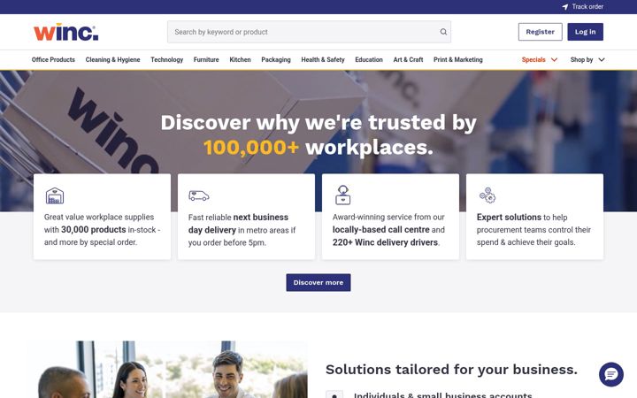 Screenshot of winc.com.au