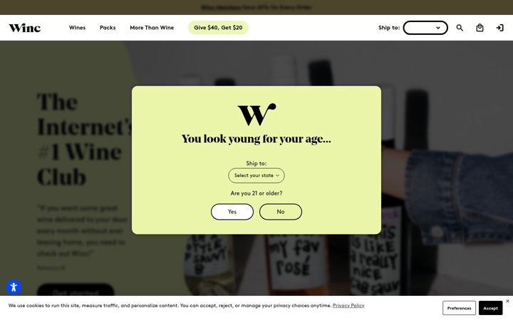 Skärmbild av winc.com
