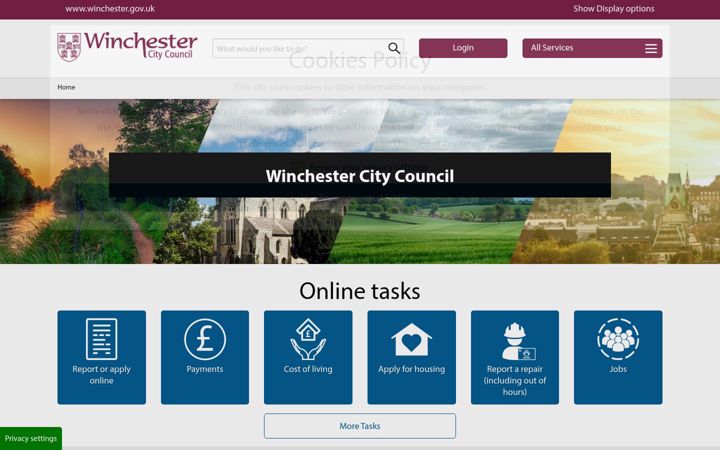 Screenshot of winchester.gov.uk