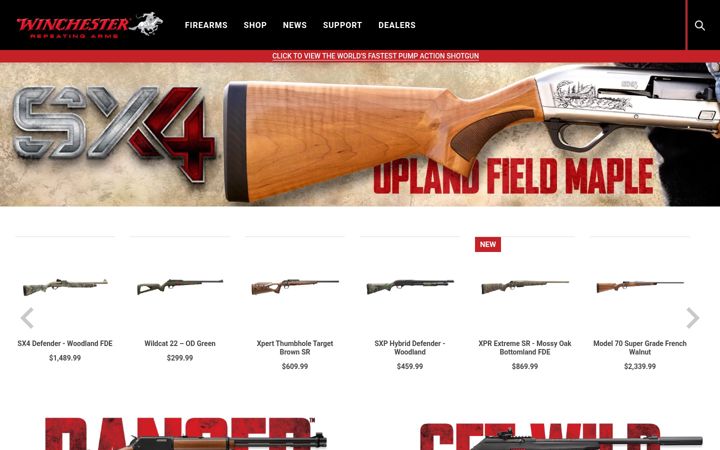 Screenshot of winchesterguns.com