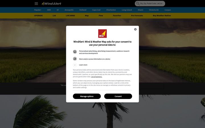 Screenshot ta' windalert.com