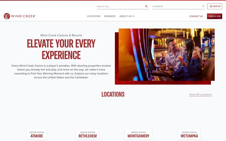 Screenshot of windcreek.com