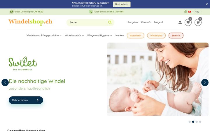 Ekrānuzņēmums no windelshop.ch