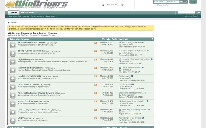 Screenshot of windrivers.com
