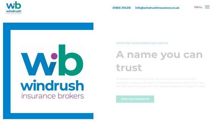 Screenshot of windrushinsurance.co.uk
