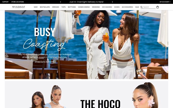 Captura de ecrã de windsorstore.com
