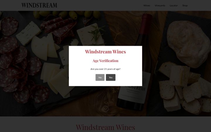 Screenshot stránky windstreamwines.com