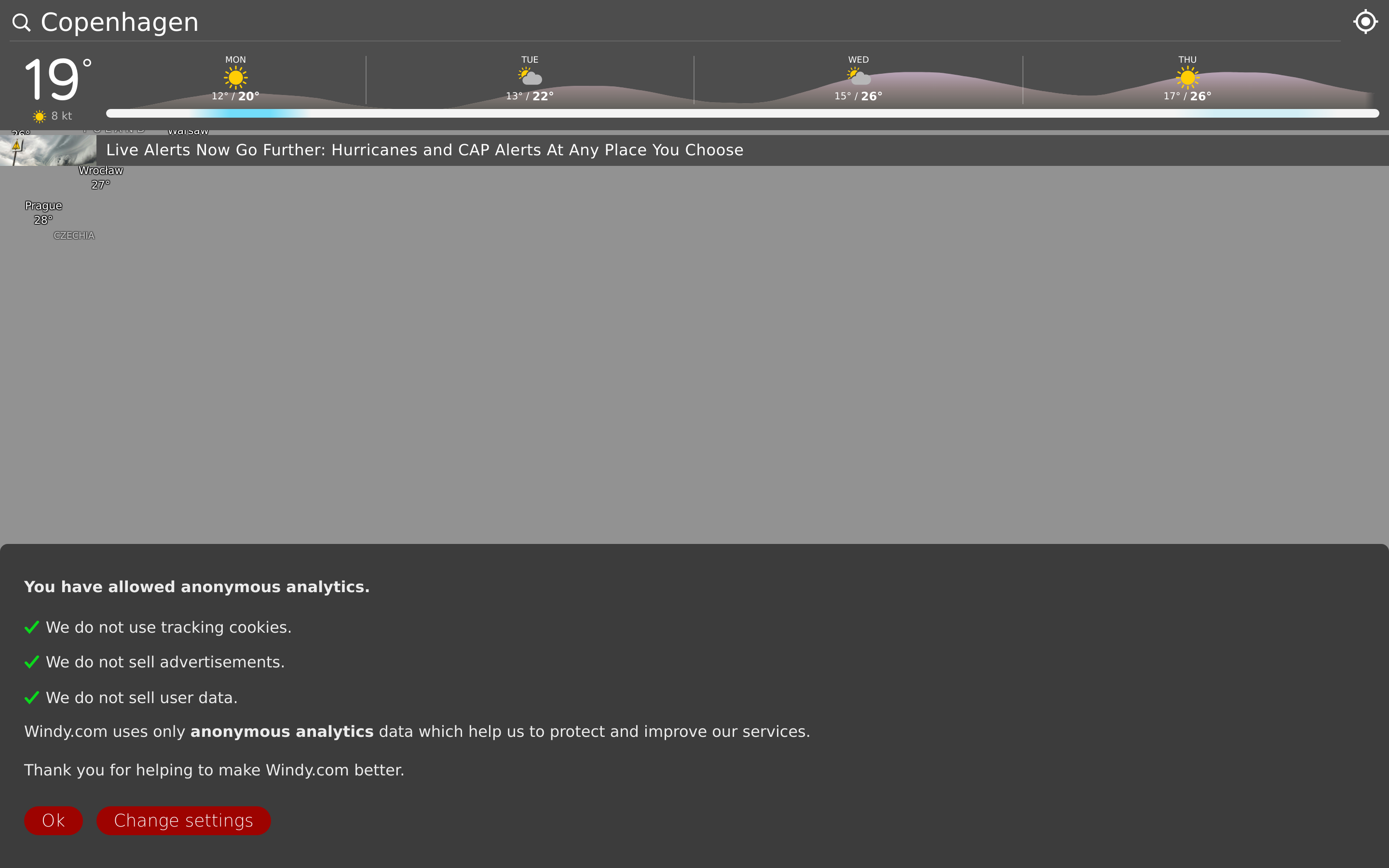 Screenshot of windy.com
