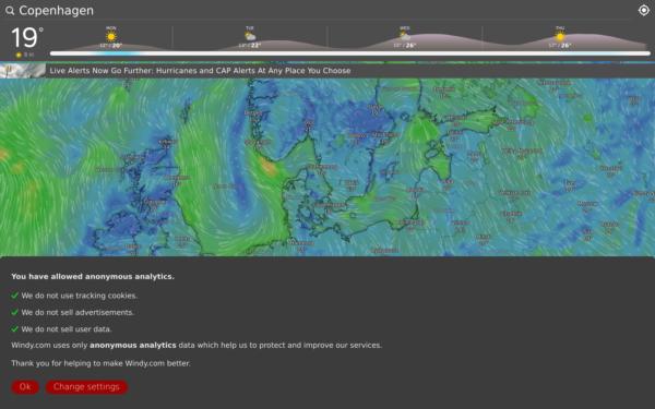 Screenshot of windy.com