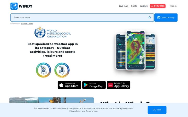 Captură de ecran a windyapp.co