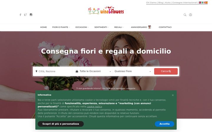 Screenshot of wineflowers.com