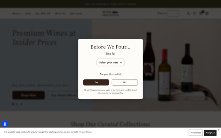 Captură de ecran a wineinsiders.com
