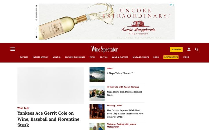 Skärmbild av winespectator.com