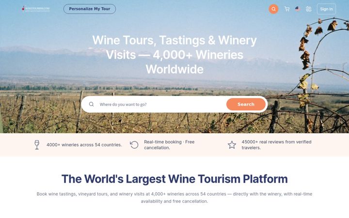 Screenshot of winetourism.com