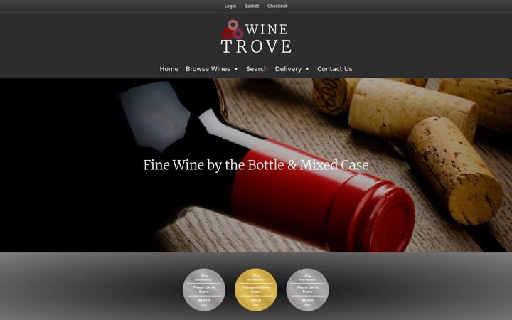 Screenshot of winetrove.co.uk