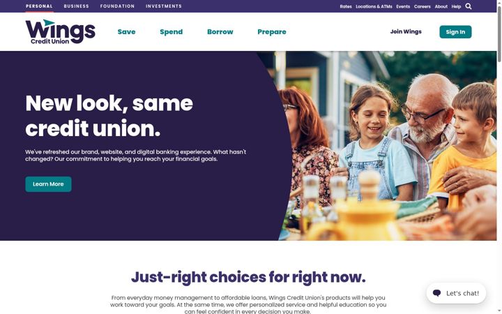 Screenshot of wingscu.com