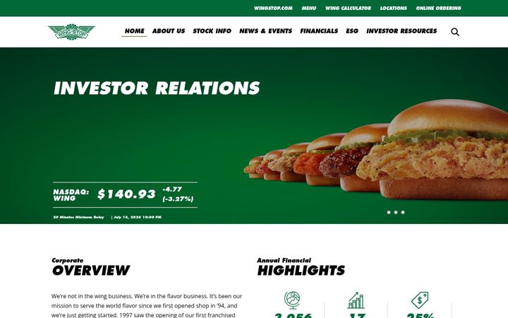 Екранна снимка на wingstop.com
