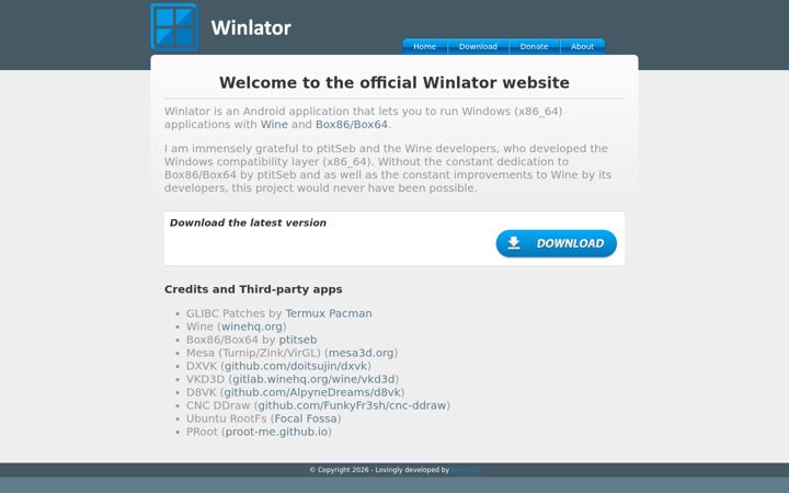 Screenshot of winlator.org