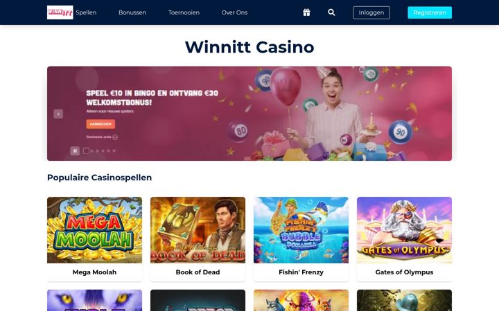 Snímek obrazovky winnittcasinoonline.com