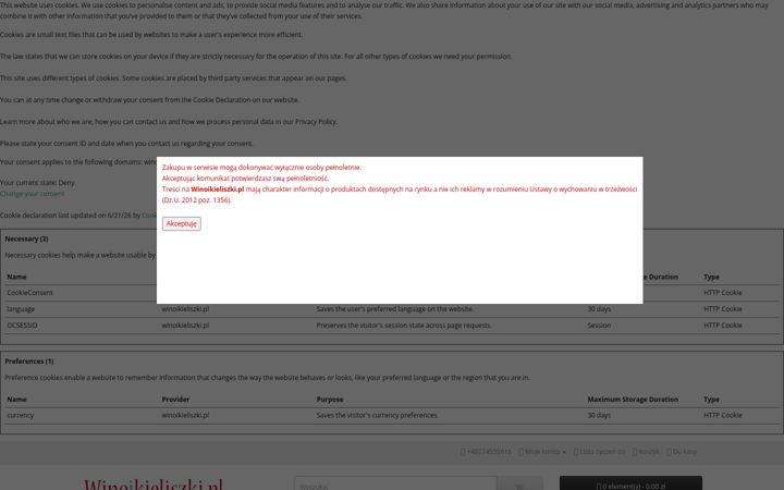 Zrzut ekranu winoikieliszki.pl