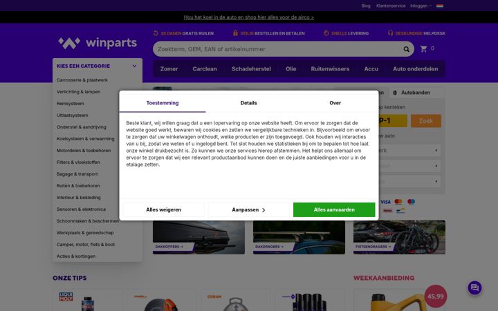 Screenshot of winparts.nl