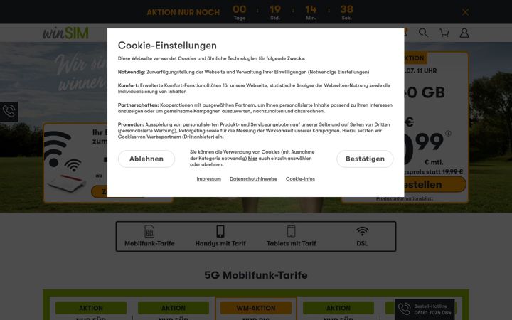 Screenshot of winsim.de