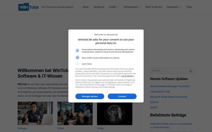 Screenshot di wintotal.de