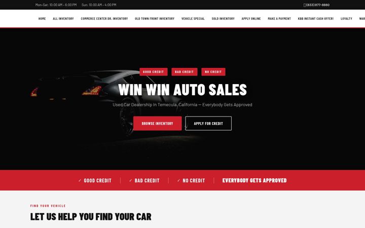 Screenshot di winwinautosales.com