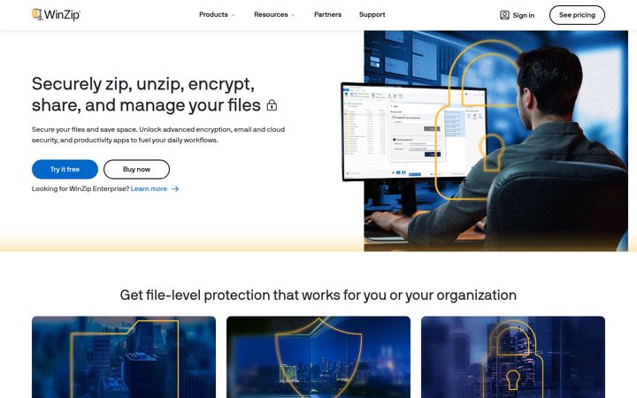 Captura de pantalla de winzip.com