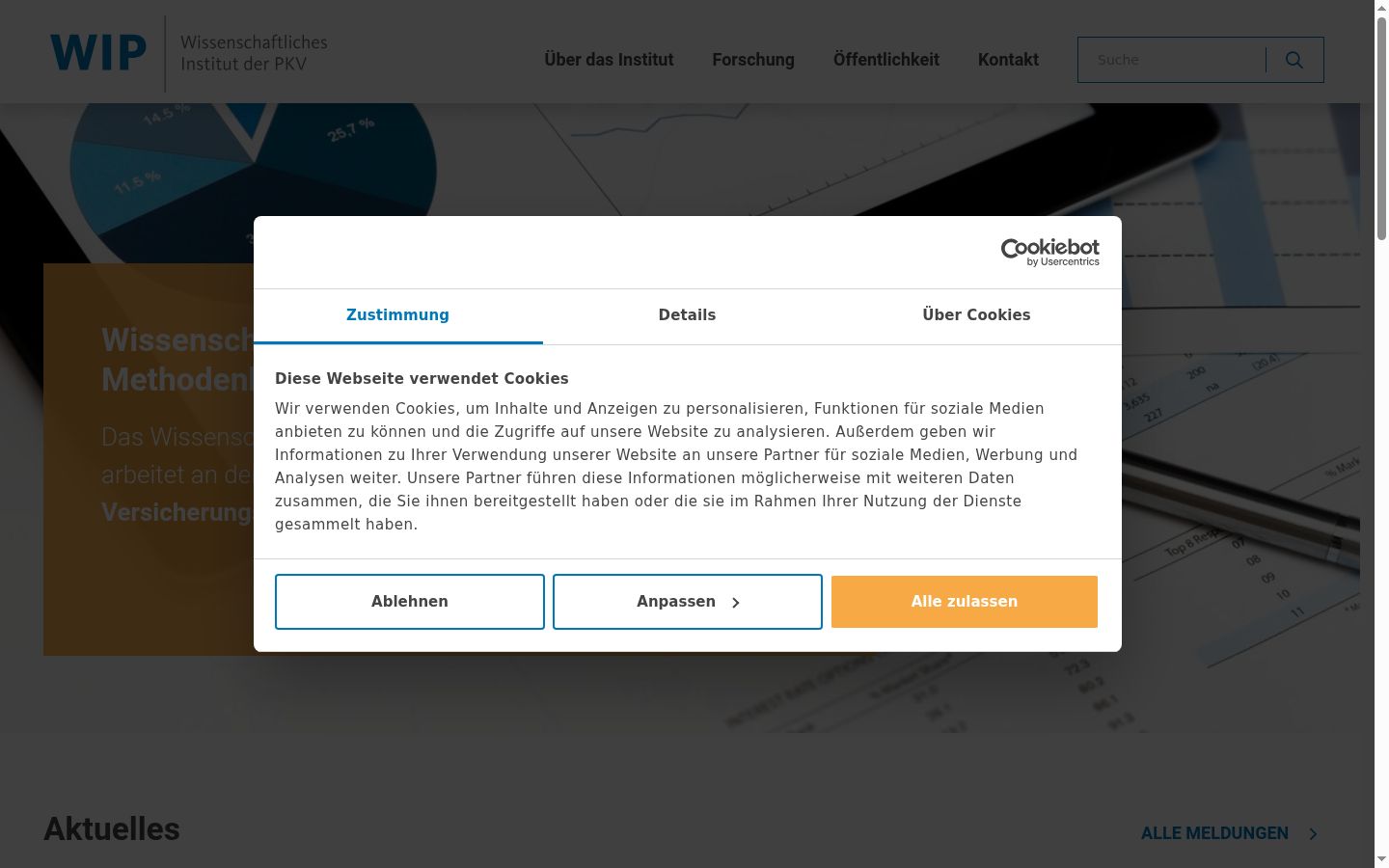 Captura de pantalla del banner de consentimiento mostrado antes de cualquier interacción