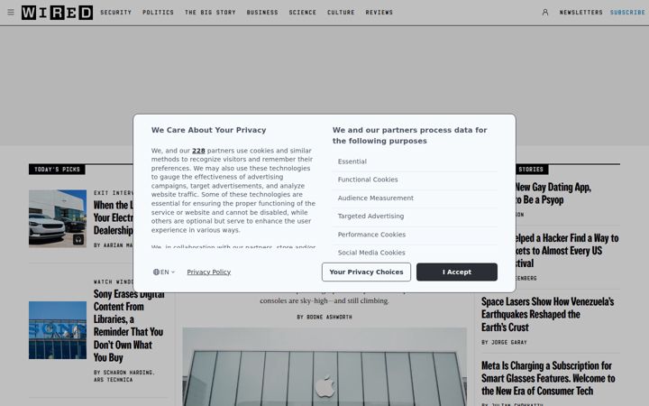 Skärmbild av wired.com
